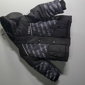 DKNY jacket boys 18T 18 months toddler black white puffer new york